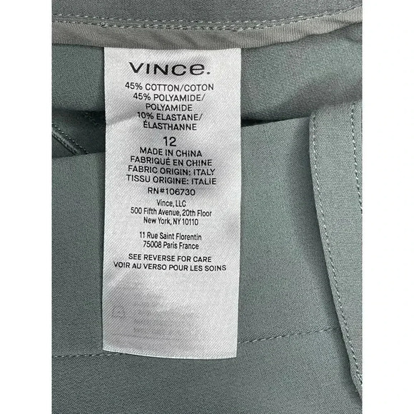 VINCE High Waist Cigarette Pants sz 12 Light Slate Slim Fit Neutral Minimalist - Picture 9 of 11